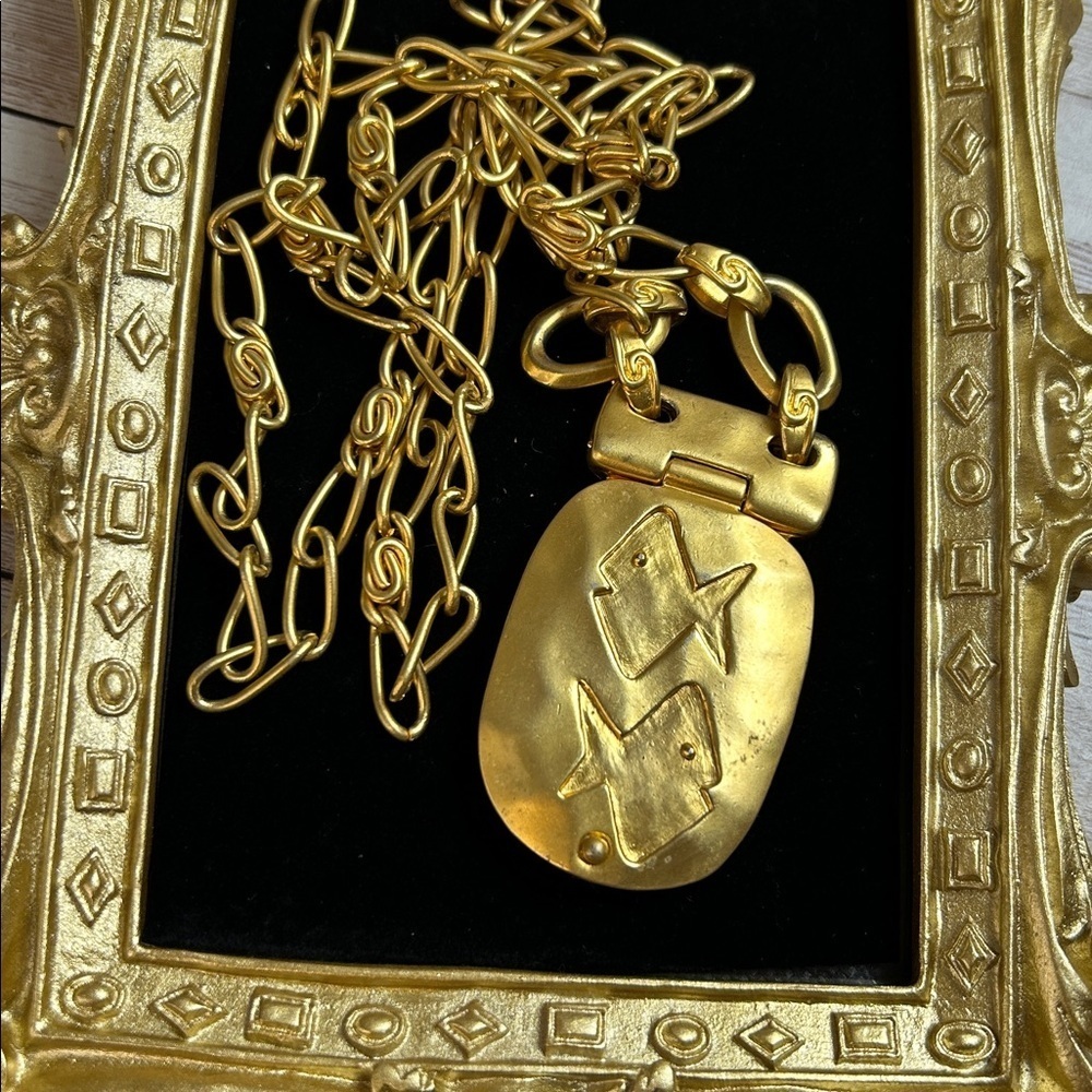 Vintage Liz Claiborne Compact Mirror Necklace